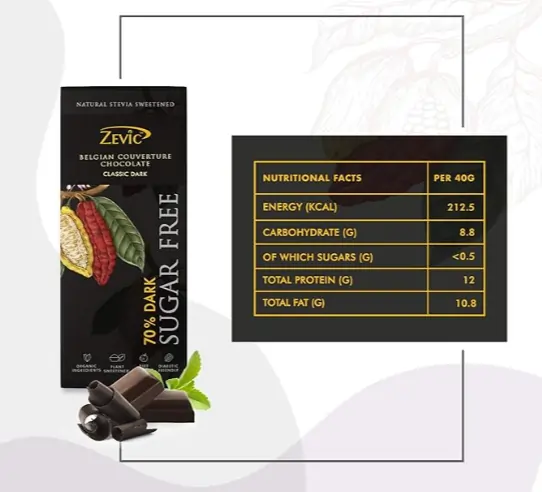 Zevic Belgian Sugar-Free Dark Chocolate